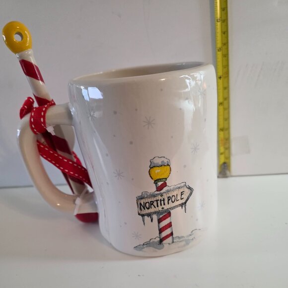 Rae Dunn Double Sided "Ho Ho Ho" - "North Pole" Christmas Mug with Spoon 20 oz - Picture 2 of 4